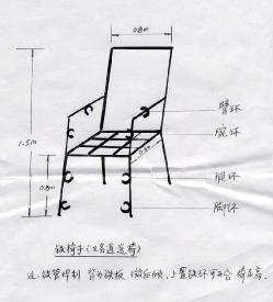 刑具「鐵椅子」：由鐵管焊製，靠背為鐵板。受刑者身體被完全固定在椅子上不能動。