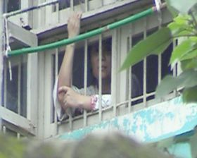 王紅霞被關在成都市新津洗腦班3樓（2011年8月3日拍攝）