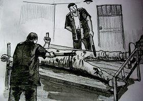 中共酷刑示意圖：綁床並電擊
