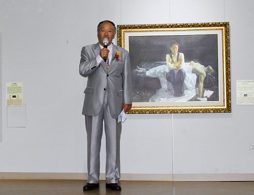 '圖4：國立昌原大學美術專業名譽教授黃元喆在開幕式上表示：「『真、善、忍』是我們應該共同守護的普世價值」。'