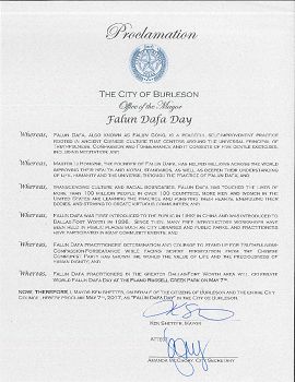圖6：美國德州伯俐遜市宣布「法輪大法日」
