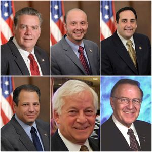圖3：單獨給法輪大法頒發褒獎的六位紐約州眾議員，（第一排從左至右）包括：第五選區眾議員Al