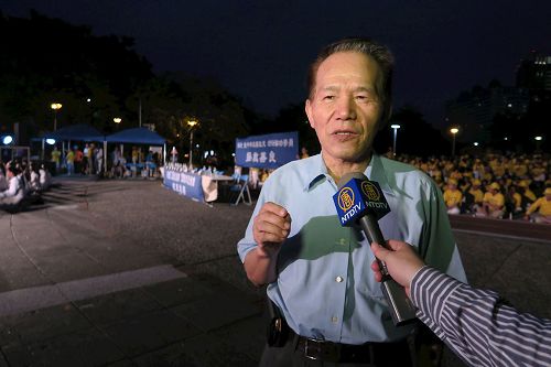 '圖7：台灣中社常務監事張思忠要求共產黨停止迫害法輪功，台灣政府更應該幫助制止迫害。'