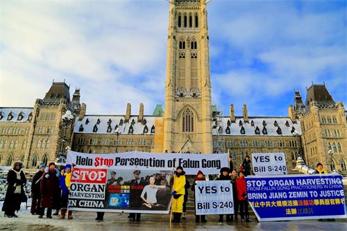'圖3：11月20日，法輪功學員在加拿大國會山外支持《S-240法案