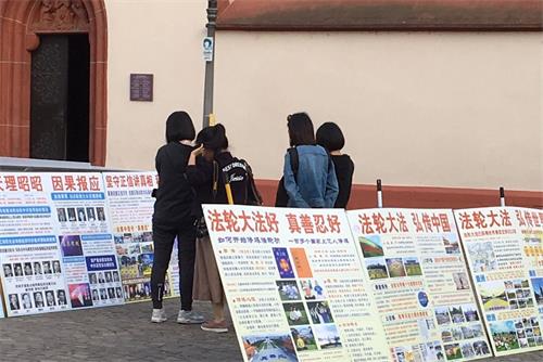 '圖7：在真相展板前仔細閱讀的中國遊客'