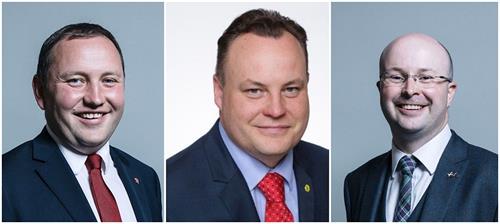 '圖6：三位英國議員發來支持信，從左至右：議員伊恩‧默裏（Ian Murray）、議員克里斯‧斯蒂芬斯（Chris Stephens）、議員帕特裏克‧格拉迪（Patrick Grady）（圖片來自議員官網）'