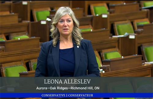 '圖1：加拿大國會議員阿萊斯裏夫（Leona Alleslev）'