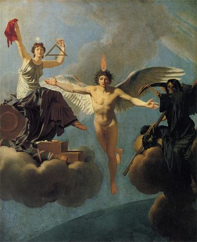 圖例：油畫《自由或死亡》（La Liberté ou la Mort），作者：雷尼歐（Jean-Baptiste Regnault），作於1793年-1795年。