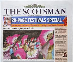 《蘇格蘭人報》刊登法輪功團隊的大幅照片