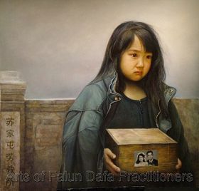 董錫強，《孤兒淚》，油畫，48」