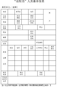 山東青州市印製的「鎮綜治維穩中心工作台帳」中有關法輪功學員信息表格