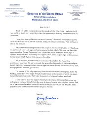 美國科羅拉多州聯邦眾議員道格•蘭伯恩給法輪功學員的聲援信
