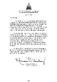 美國國會議員默瑞斯•辛契給法輪功學員的支持信