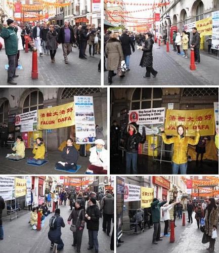 '臨近中國新年，法輪功學員在倫敦唐人街煉功、講真相、揭露中共迫害'