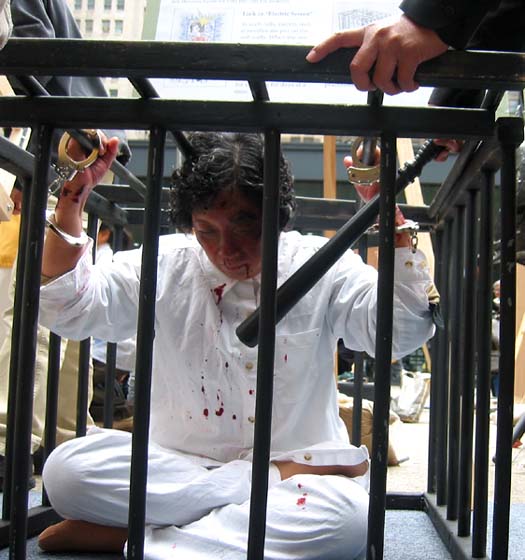 中共酷刑演示：關鐵籠子