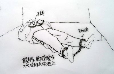 圖：許文龍睡在冰冷的水泥地上