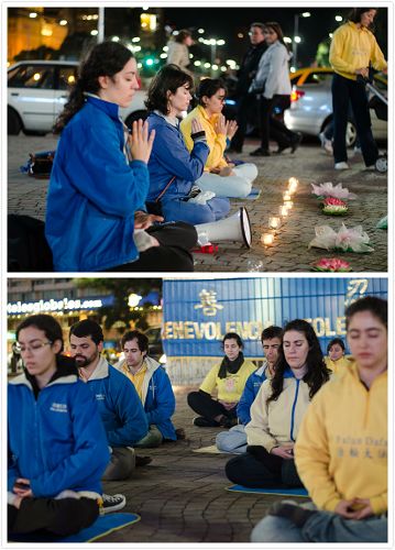法輪功學員舉辦反迫害十五年燭光悼念活動