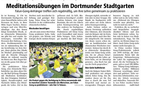 圖：德國西部城市多特蒙德市的《魯爾日報》（Ruhr Nachrichten）的報導