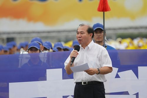 圖5：台北市議員張茂楠呼籲停止迫害法輪功，立即釋放在大陸監獄被非法關押的法輪功學員