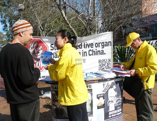 圖1-6：部份悉尼法輪功學員在市中心馬魯巴地區傳播真相，民眾了解真相後，紛紛簽名支持制止「活摘」，譴責中共惡行。