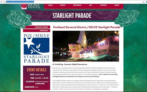'圖4：星光遊行的官方網站將法輪功的花車的照片放在主頁'