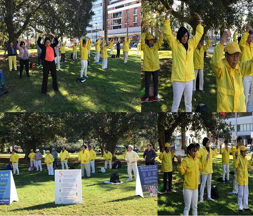 圖4：五月六日，悉尼法輪功學員在Burwood公園舉行「世界法輪大法日」慶祝活動。