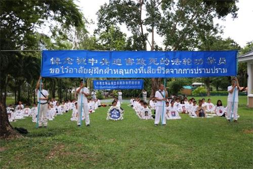 '圖1：泰國法輪功學員悼念被中共迫害致死的中國大陸同修'