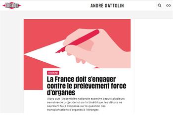 '圖：法國解放報載文《法國應該承諾反對強摘器官》網頁截圖'