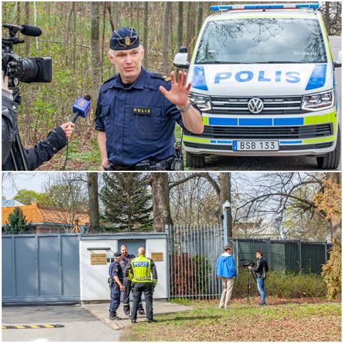 '圖3：瑞典警察要寫一份中共大使館工作人員干擾瑞典集會自由和表達自由的申訴書，標題為干擾公眾集會。'