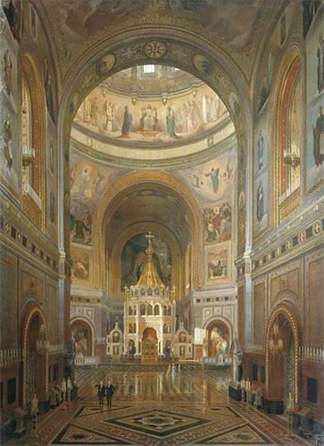 '圖5　被蘇共拆毀的全球最高的莫斯科基督救世主大教堂內部'