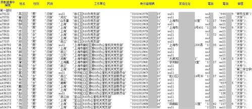 '圖1：部份曝光的195萬上海黨員名單截圖。名單截圖中隱去了個人敏感信息。'