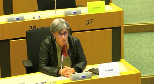 '圖5：11月29日，葡萄牙政治家、歐洲議會人權小組委員會的成員伊莎貝爾﹒桑托斯通（Isabel Santos）在聽證會上。（聽證會視頻截圖）'