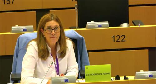 '圖6：11月29日，西班牙政治家、歐洲議會人權小組委員會成員瑪麗亞﹒索拉亞﹒羅德裏格斯﹒拉莫斯（Maria Soraya Rodriguez Ramos）參加歐洲議會聽證會。（聽證會視頻截圖）'