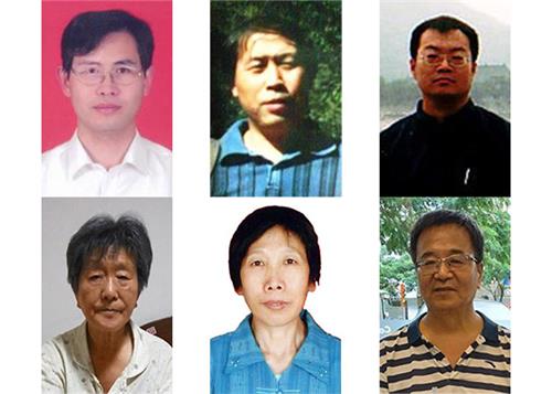 2021年上半年被綁架迫害的部份法輪功學員，上排從左至右：楊峰，李蘭強，朱宇飆；下排從左至右：姜廣鳳、祁麗君、趙鋒慧。
