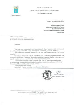'圖5：法國海外省馬提尼克島聖皮埃爾市（Saint Pierre）市長的信件。'
