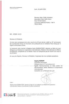 '圖6：法國里昂市五區副市長辦公室的信件。'
