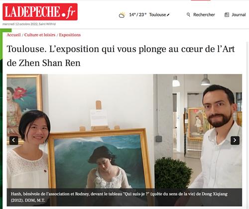 圖1：九月二十三日，法國報紙Ladepeche網站刊登文章《帶你走進真善忍藝術核心的展覽》（網站報導截圖）