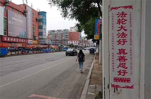 遼寧某市「法輪大法好」條幅熠熠生輝