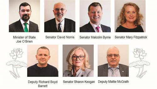 '圖1：聲援法輪功的七名愛爾蘭國家級議員'