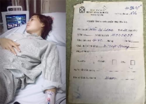 圖2：陳寶貸（Bao Loan）女士患病期間躺在病床上的照片及診斷書。