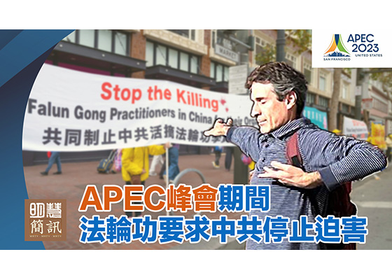 視頻：APEC峰會期間法輪功要求中共停止迫害 停止轉化釋放所有被關押的法輪功學員