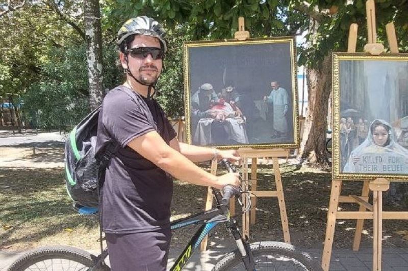 '圖6:年輕的運動員何塞鼓勵中國法輪功學員以他們迄今為止展現出的勇氣繼續前行。'